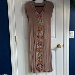Embroidered Brown Midi Dress fits size small best